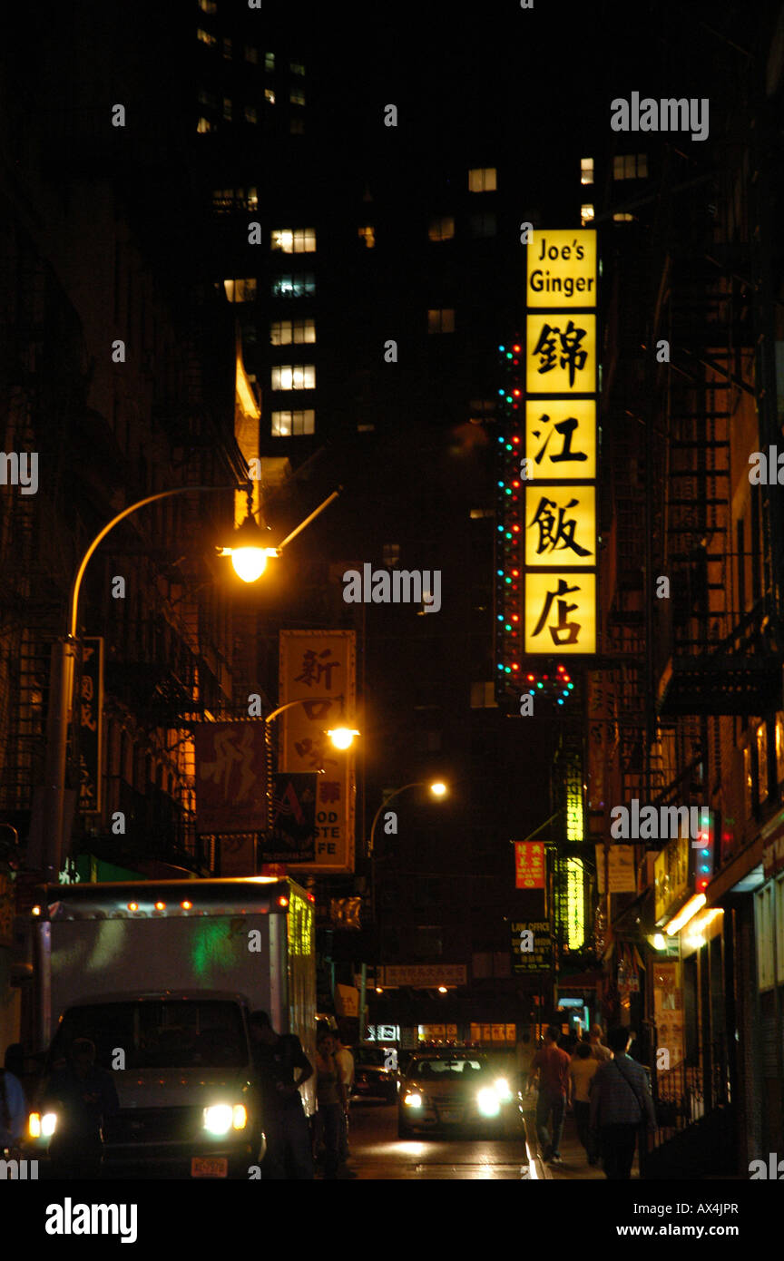 Nuit à Chinatown, New York USA Banque D'Images