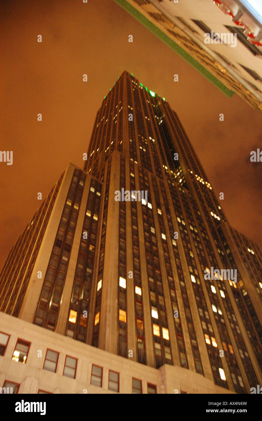 Empire State Building at night, New York USA Banque D'Images
