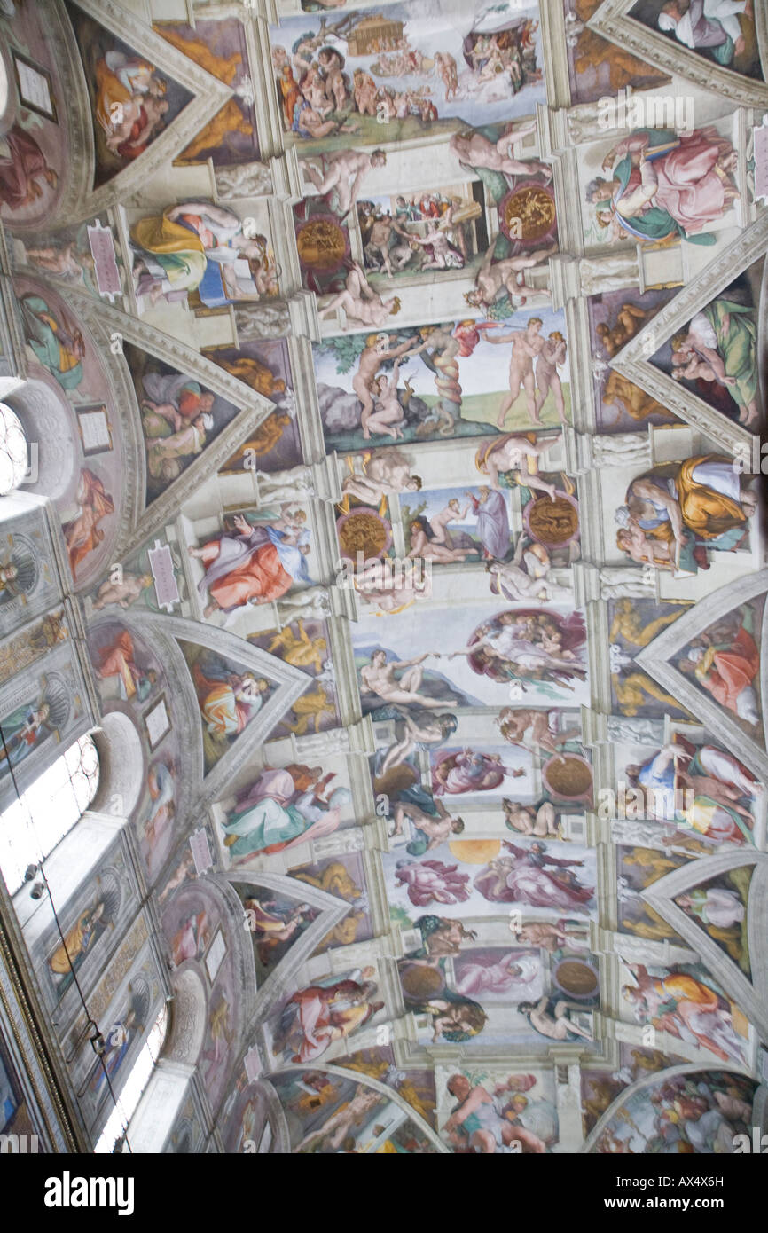 La Fresque au plafond de la chapelle Sixtine par Michalangelo Banque D'Images
