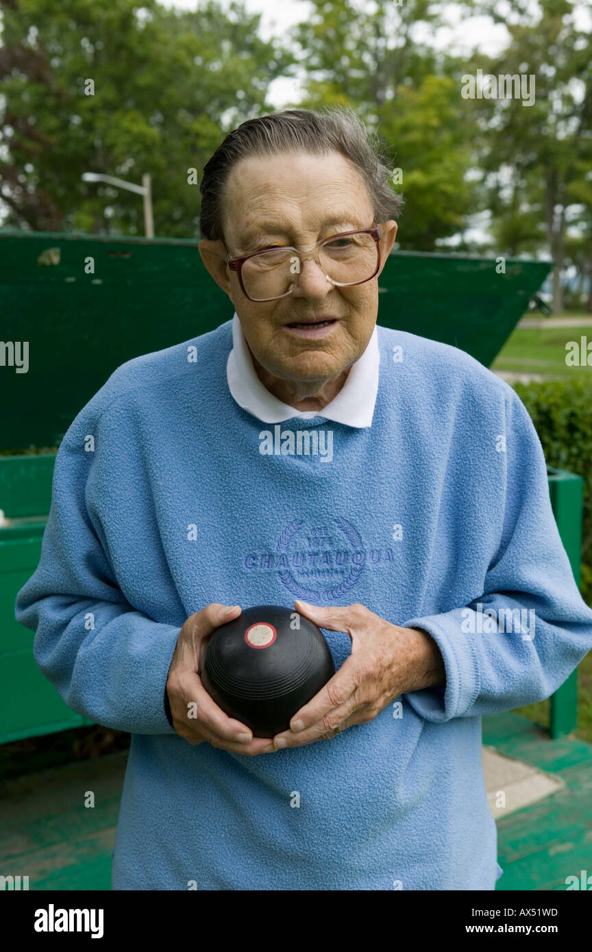 English jeu de boules sur pelouse à Chautauqua Institution Chautauqua Lake New York Banque D'Images
