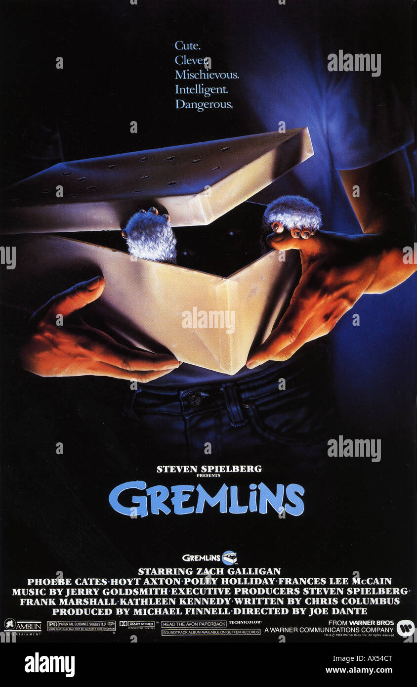 GREMLINS affiche pour 1984 Warner/Amblin film Banque D'Images