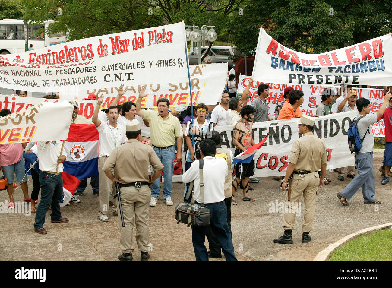 Manifestation pour la justice sociale, Asunción, Paraguay, Amérique du Sud Banque D'Images