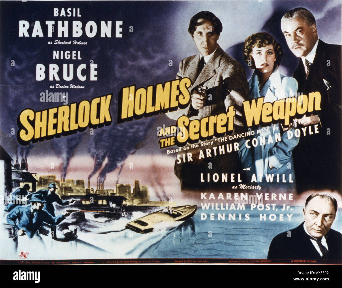 SHERLOCK HOLMES ET L'arme secrète pour l'affiche de cinéma Universal 1942 Banque D'Images