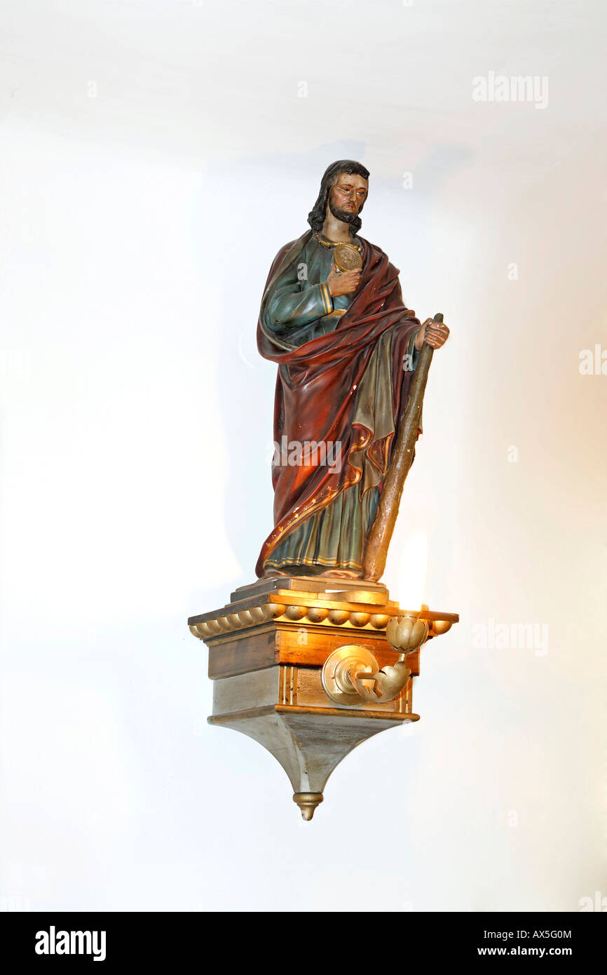 Statue de Saint-Jude Thaddeus (Judas), église paroissiale, Saint-Veit, Triestingtal, Basse-Autriche, Autriche Banque D'Images