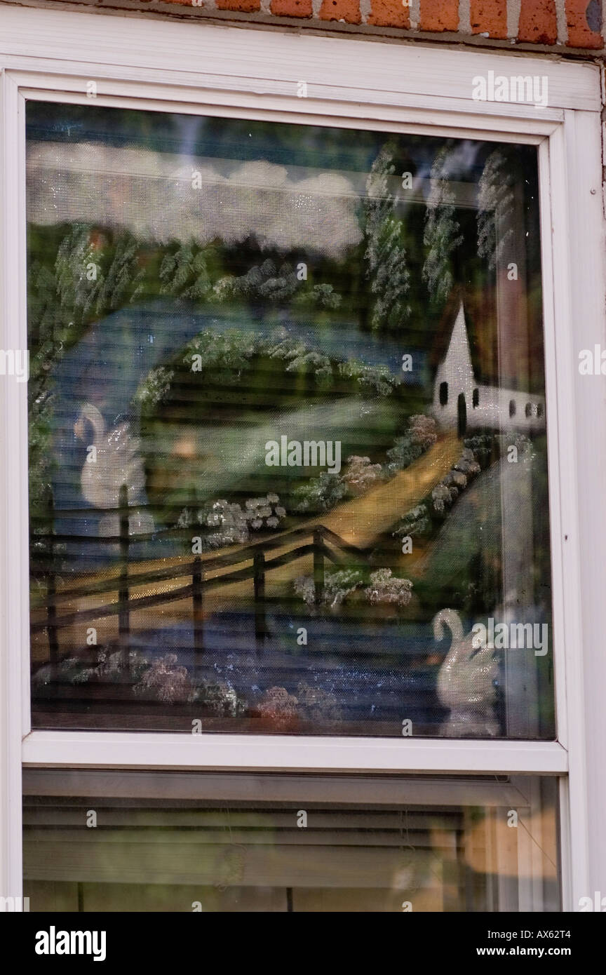 L'écran de la fenêtre peint traditionnel Fells Point Baltimore Maryland United States Banque D'Images