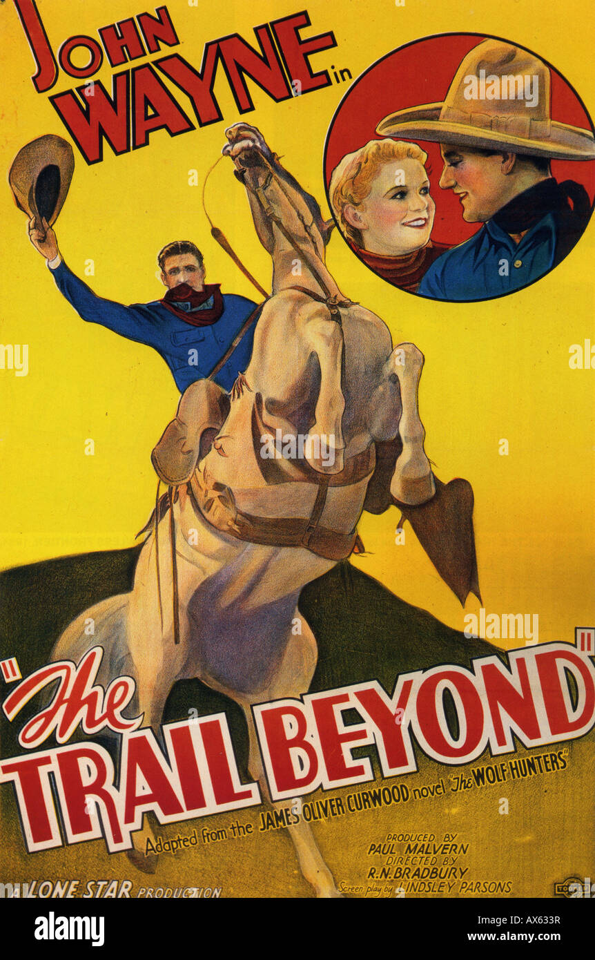 Le sentier au-delà de l'affiche pour 1934 Monogram/Lone Star western film avec John Wayne Banque D'Images