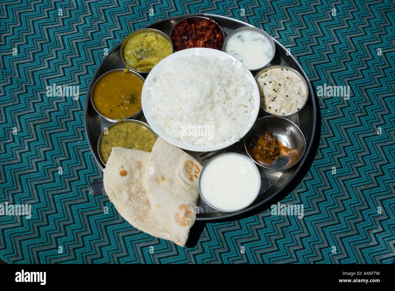 Thali Keralan South Indian food in Varkala Inde Banque D'Images