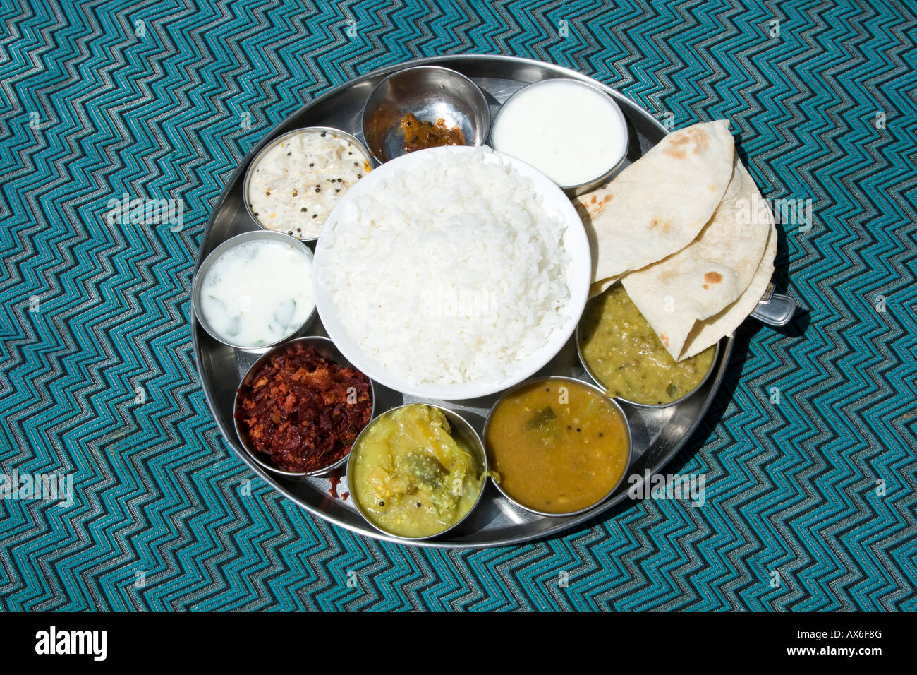 Thali Keralan South Indian food in Varkala Inde Banque D'Images