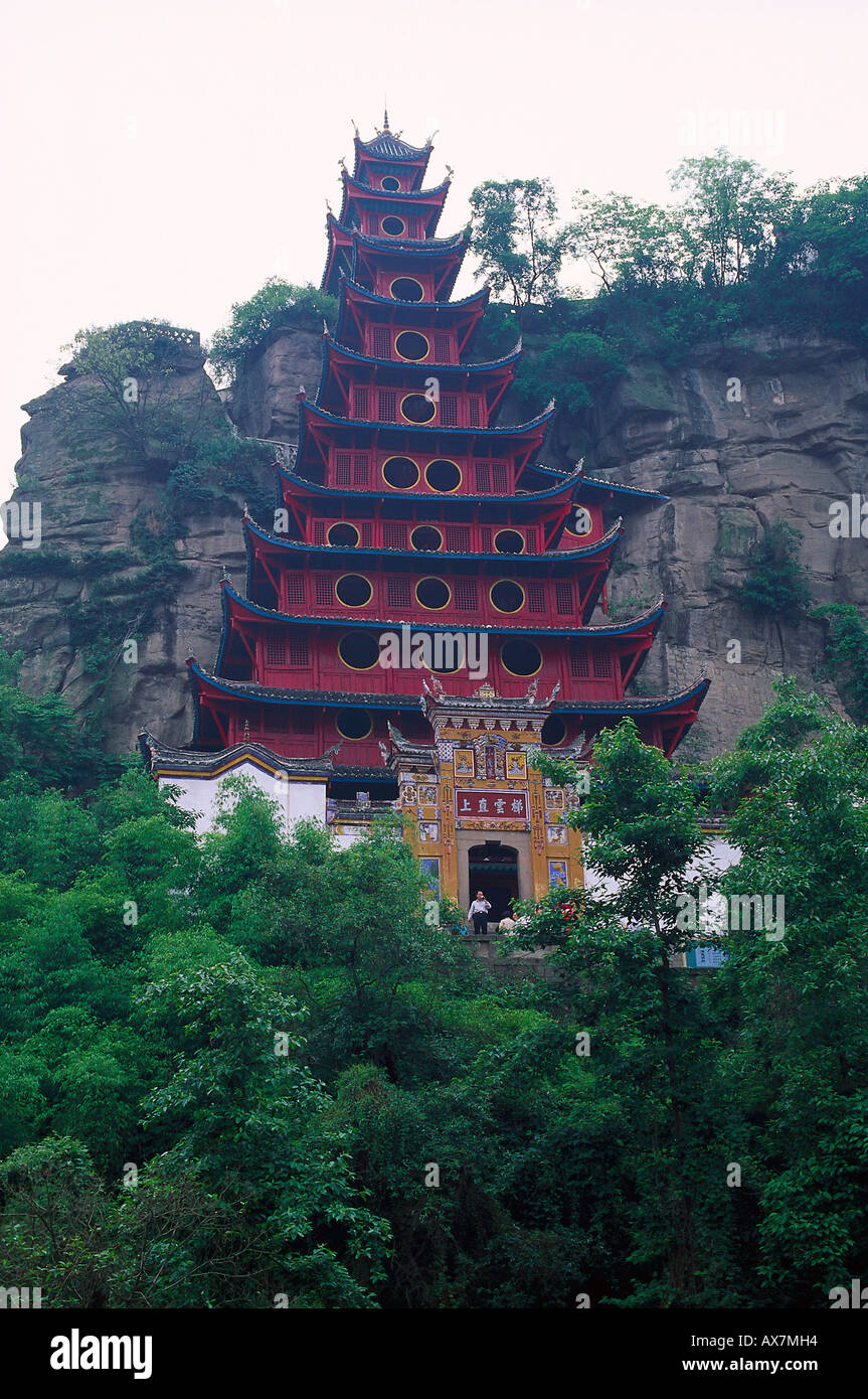 La pagode de bois, Shibaozai Yuyin Montage, Chine Banque D'Images