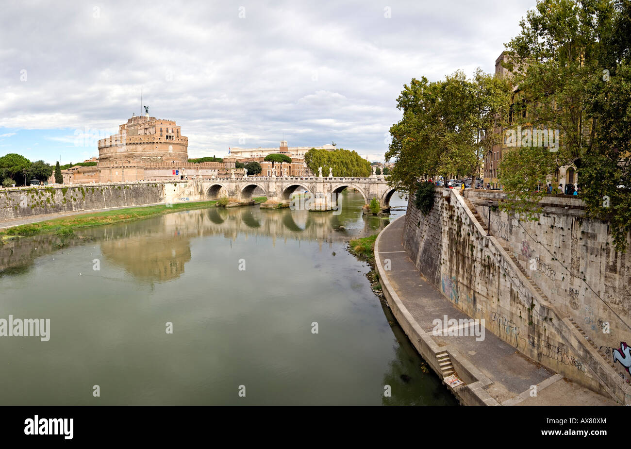Panorama haute résolution du Castel Sant'Angelo et le Tibre, Rome Banque D'Images