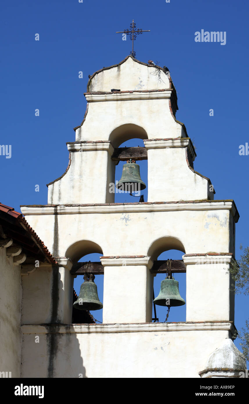 Le clocher de Californie Mission San Juan Bautista. Banque D'Images