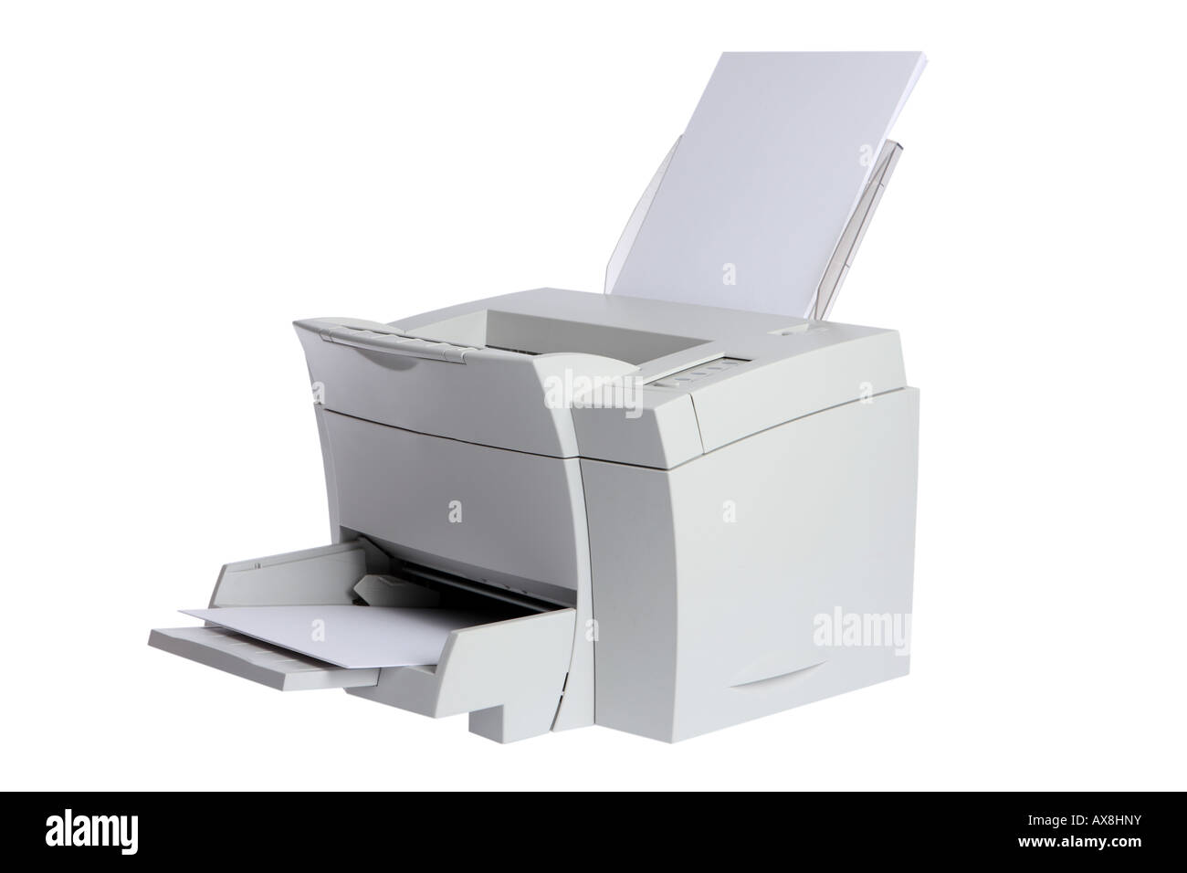 Imprimante de bureau découper sur fond blanc Banque D'Images
