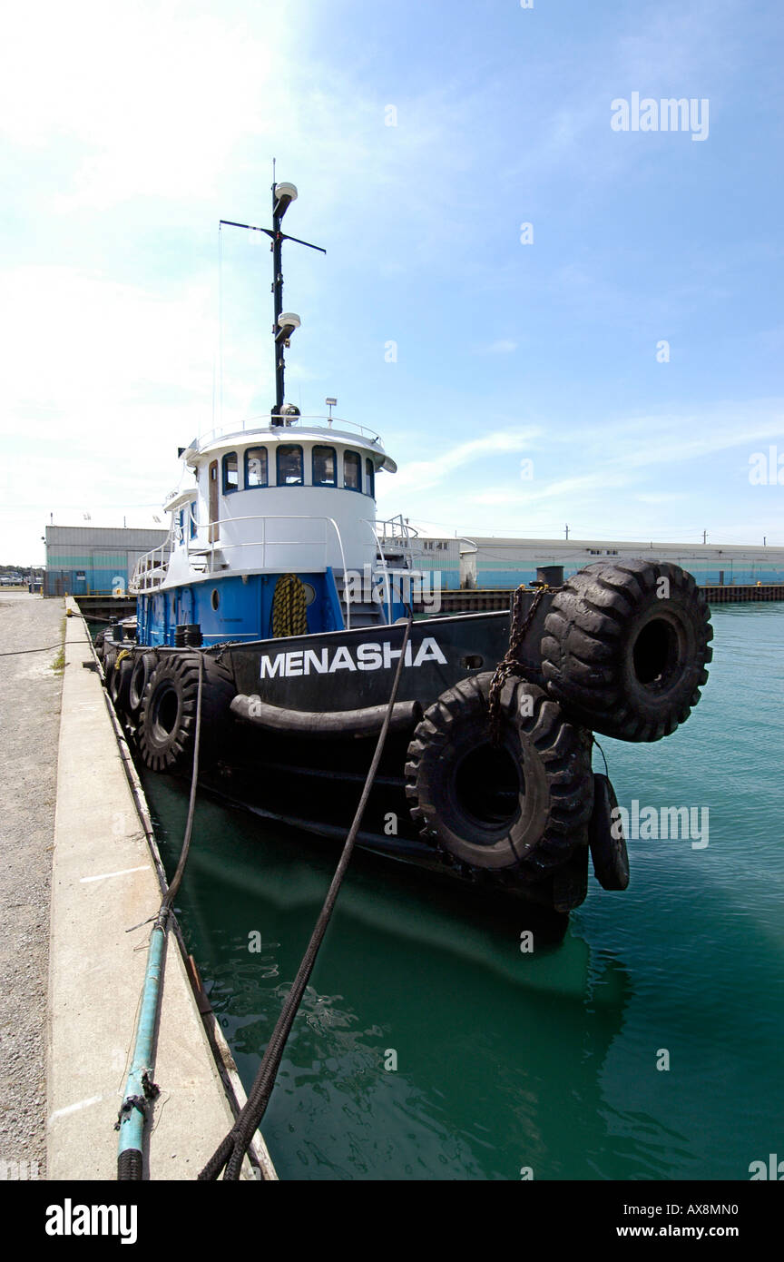 Tug boat sur la rivière Détroit, Michigan MI Banque D'Images