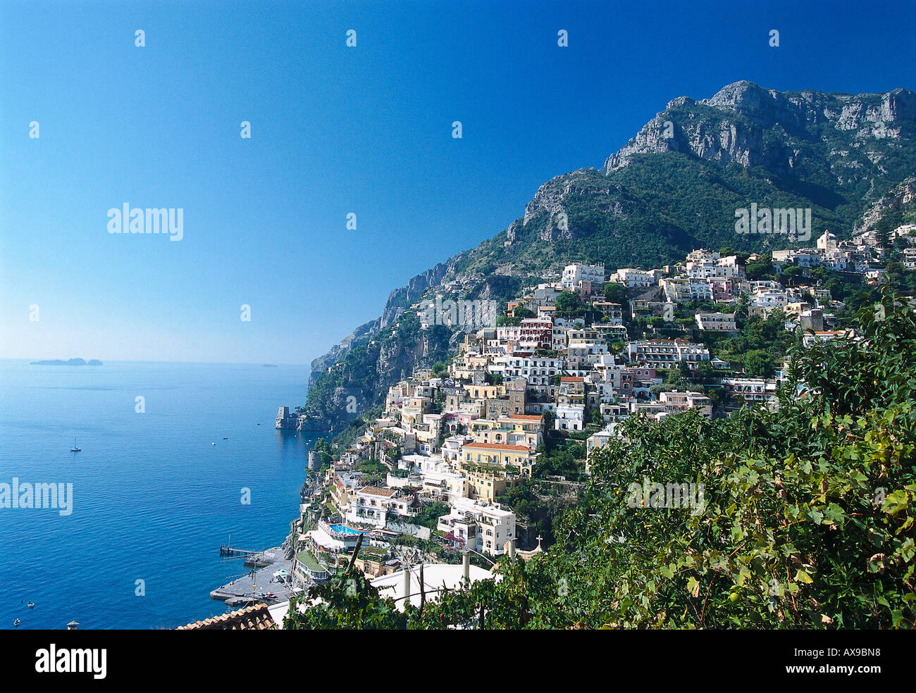 Vieille ville de Positano, quartier historique, Campagna, Italie Banque D'Images