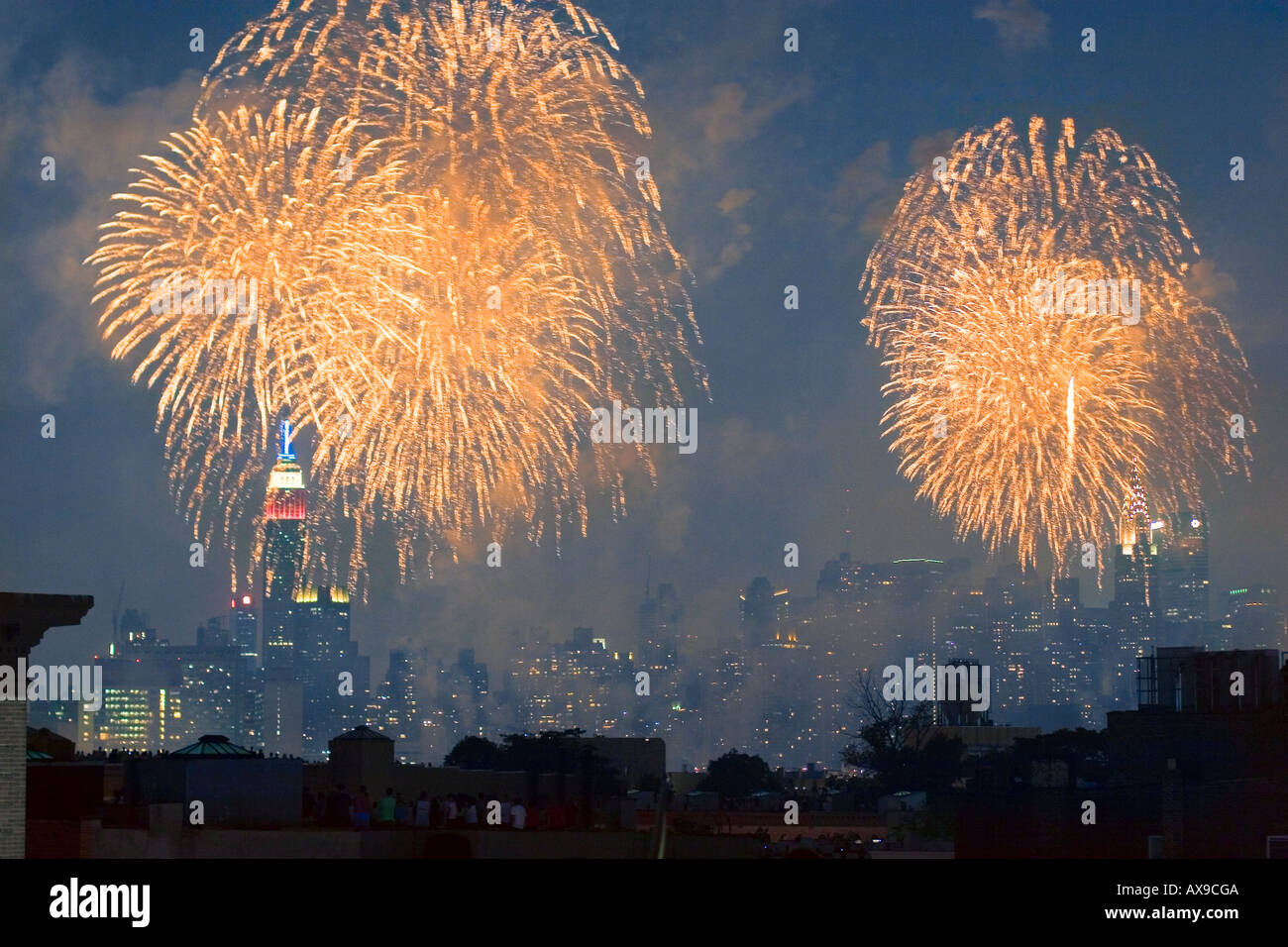 Fireworks 4 Juillet 2006 New York City Vue de Greenpoint Brooklyn Banque D'Images