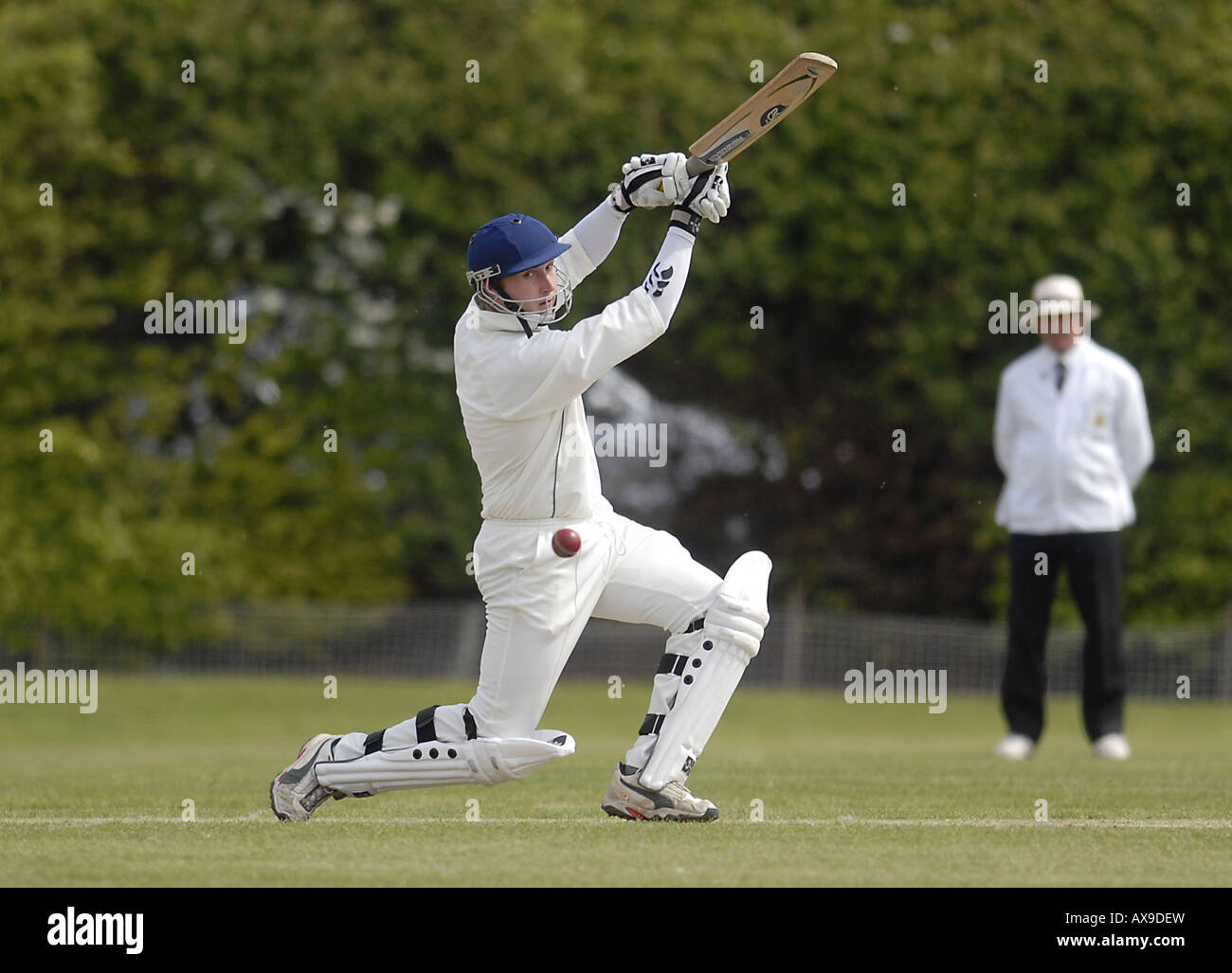 Match de Cricket Uddingston v Clydesdale Brian Clark batting pour Uddingston Banque D'Images