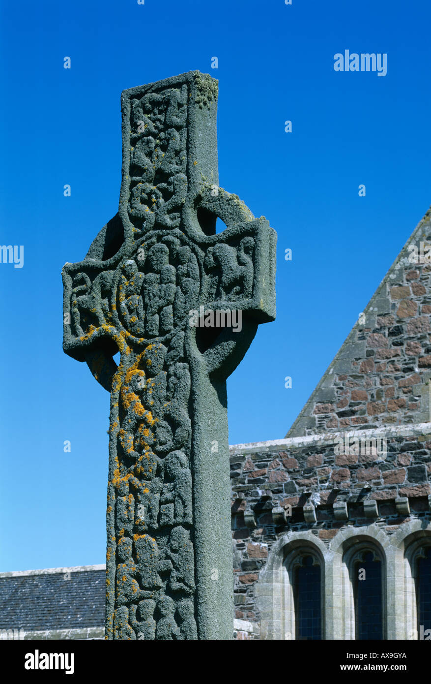 Martin's Cross à l'extérieur de l'abbaye d'Iona Iona Hébrides intérieures Argyll Ecosse Banque D'Images