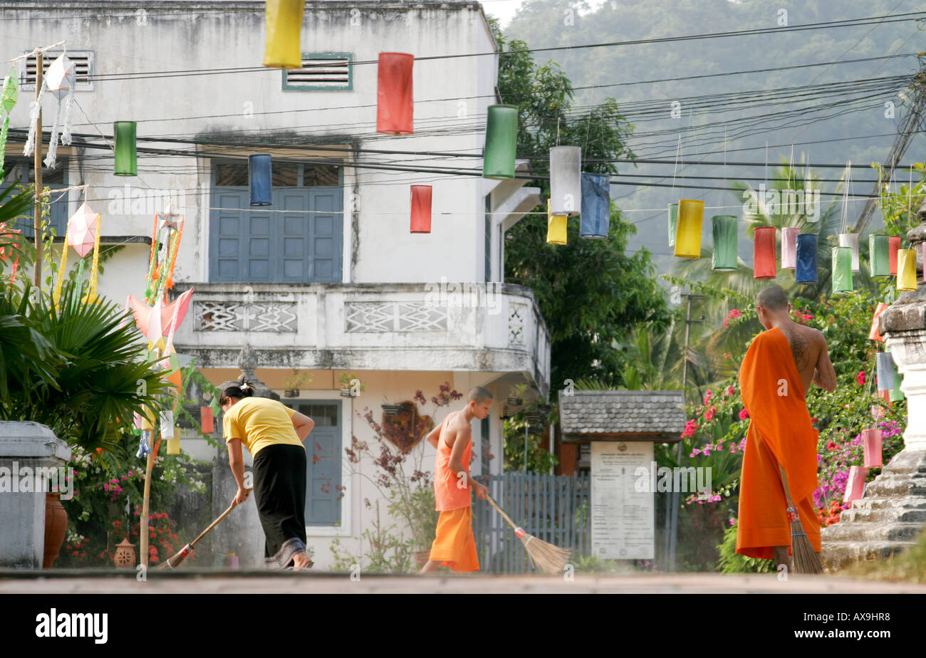 Novices bouddhistes Luang Prabang Banque D'Images