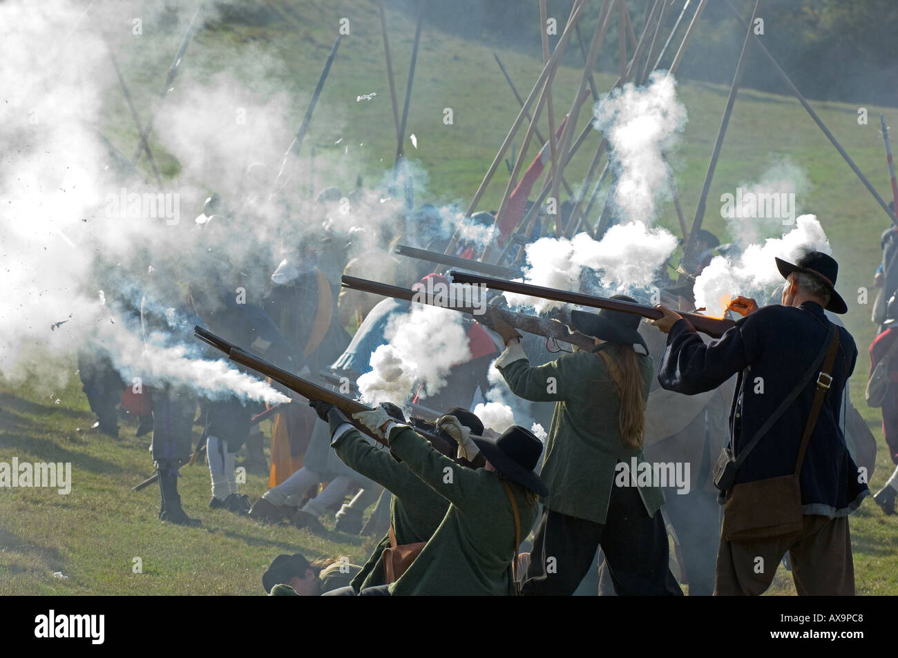 English Civil War Battle d'ondulation re adoption par les membres de l'Hogan-vexel près de Tewkesbury Banque D'Images