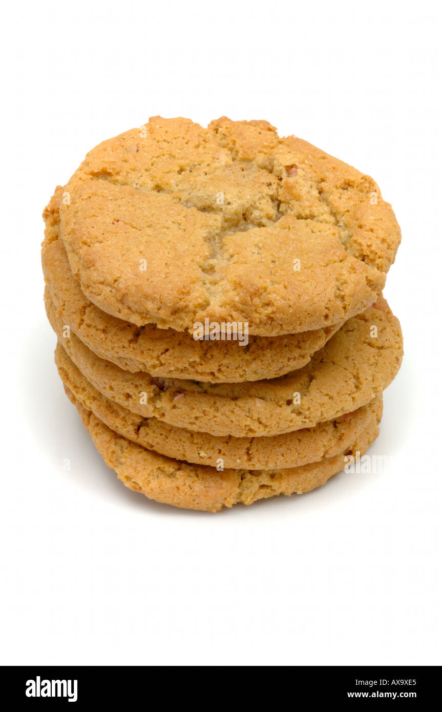 Pile de cookies américain sur fond blanc Banque D'Images