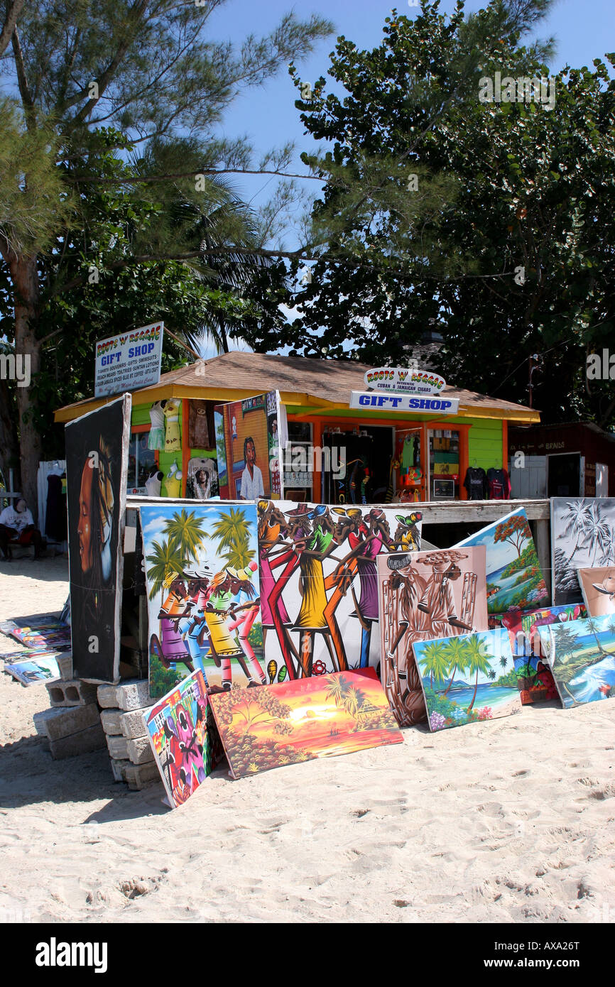 Décrochage de l'art sur Seven Mile Beach Negril Jamaïque Banque D'Images