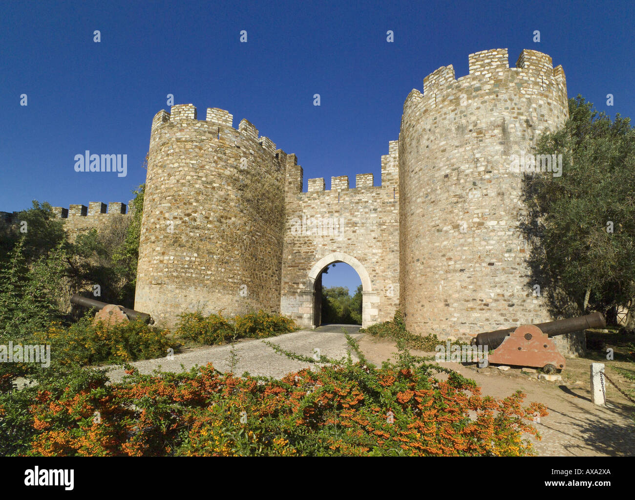 Au Portugal, l'Alentejo, district de Vila Viçosa entrée du Château Banque D'Images