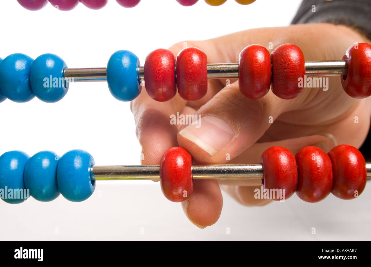 Abacus avec différentes couleurs de perles de comptage Banque D'Images