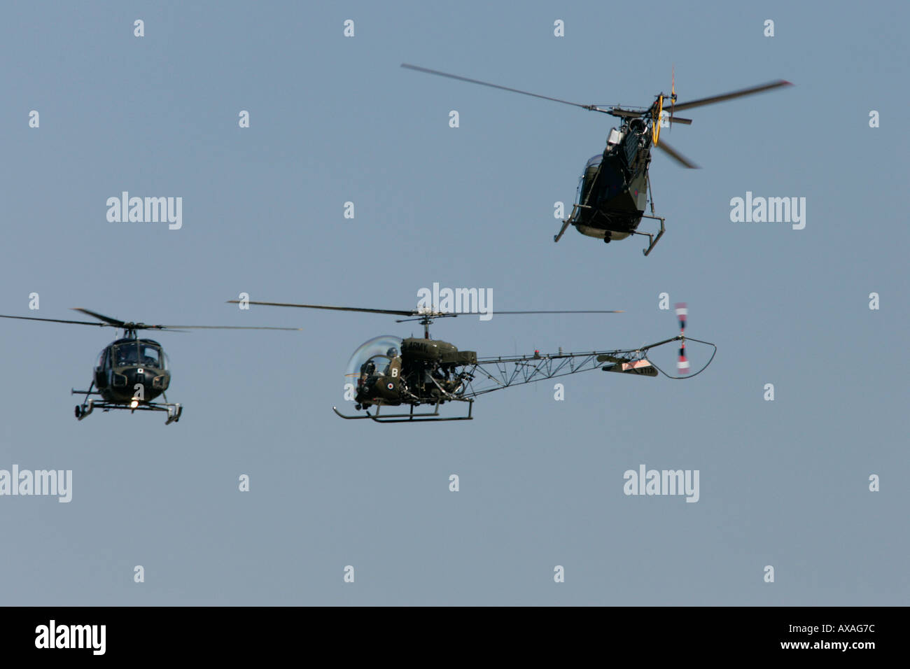 British Army Air Corps Alouette vol historique du Scoutisme et Sioux RIAT 2005 RAF Fairford Gloucestershire England UK Banque D'Images