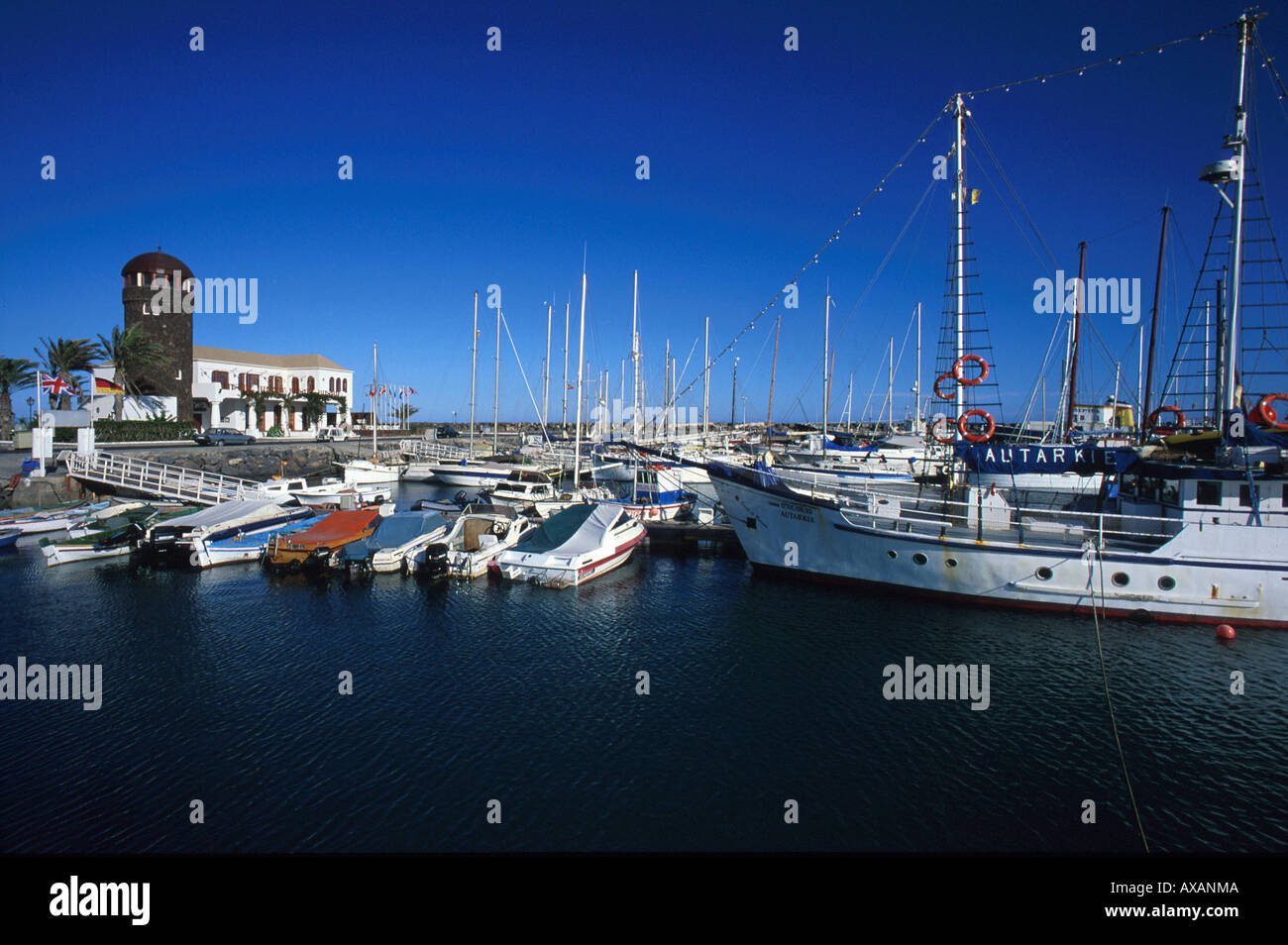 Hafen von Caleta de Fustes, Fuerteventura Kanarische Inseln, Spanien Banque D'Images