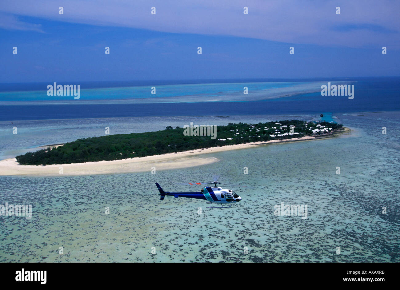 Vue aérienne, Heron Island, Grande Barrière de Corail, Queensland, Australie Banque D'Images