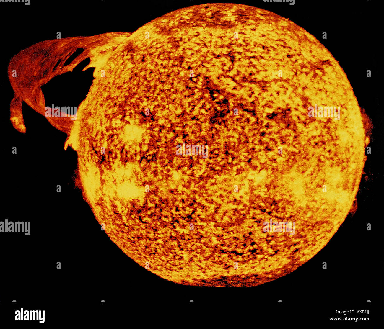 Éruption solaire du soleil, montrant les taches solaires Banque D'Images