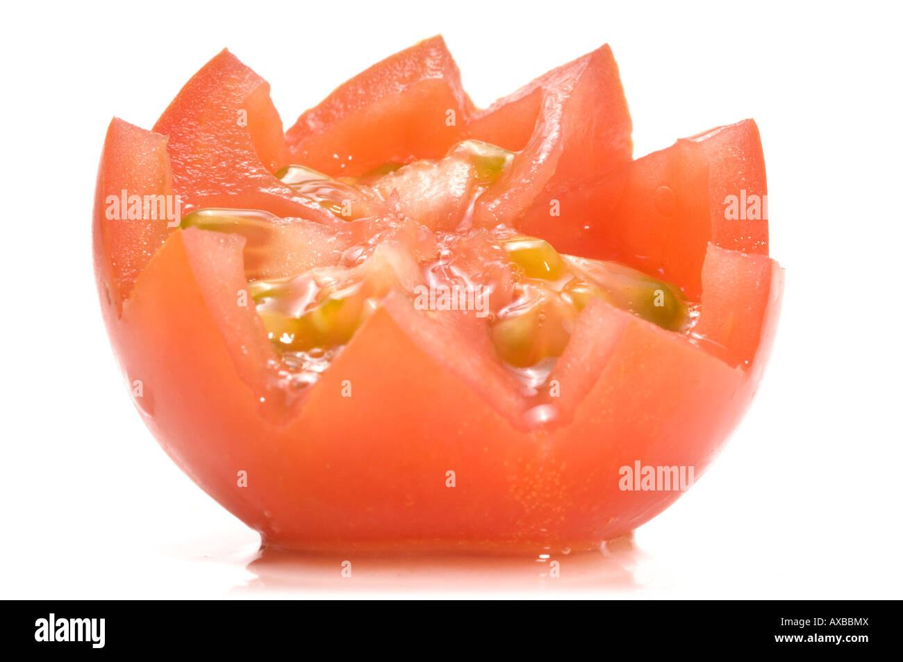 Tomates coupées en deux Banque D'Images