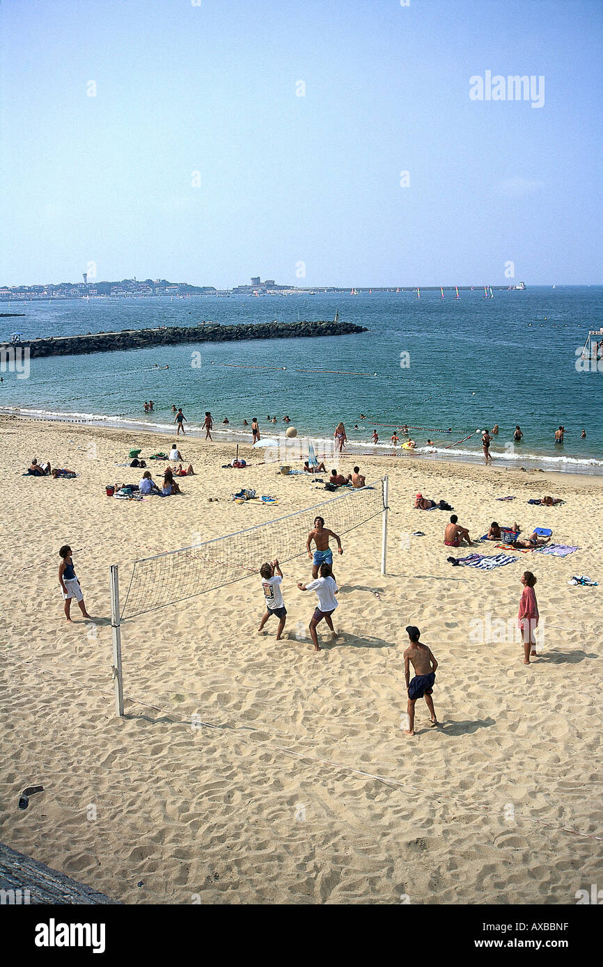 Plage, Saint Jean de Luz, Pays Basque France Banque D'Images