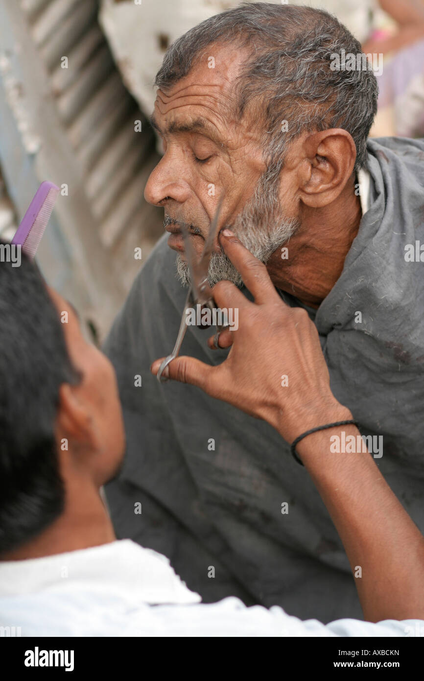 Homme avec une coiffure, rue, Jaipur, Inde Banque D'Images