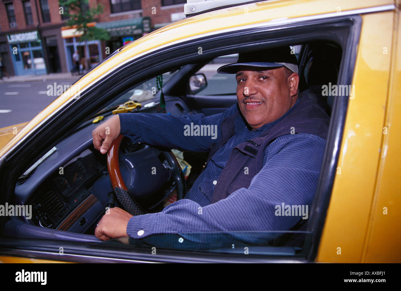 Chauffeur de taxi, New York USA Banque D'Images