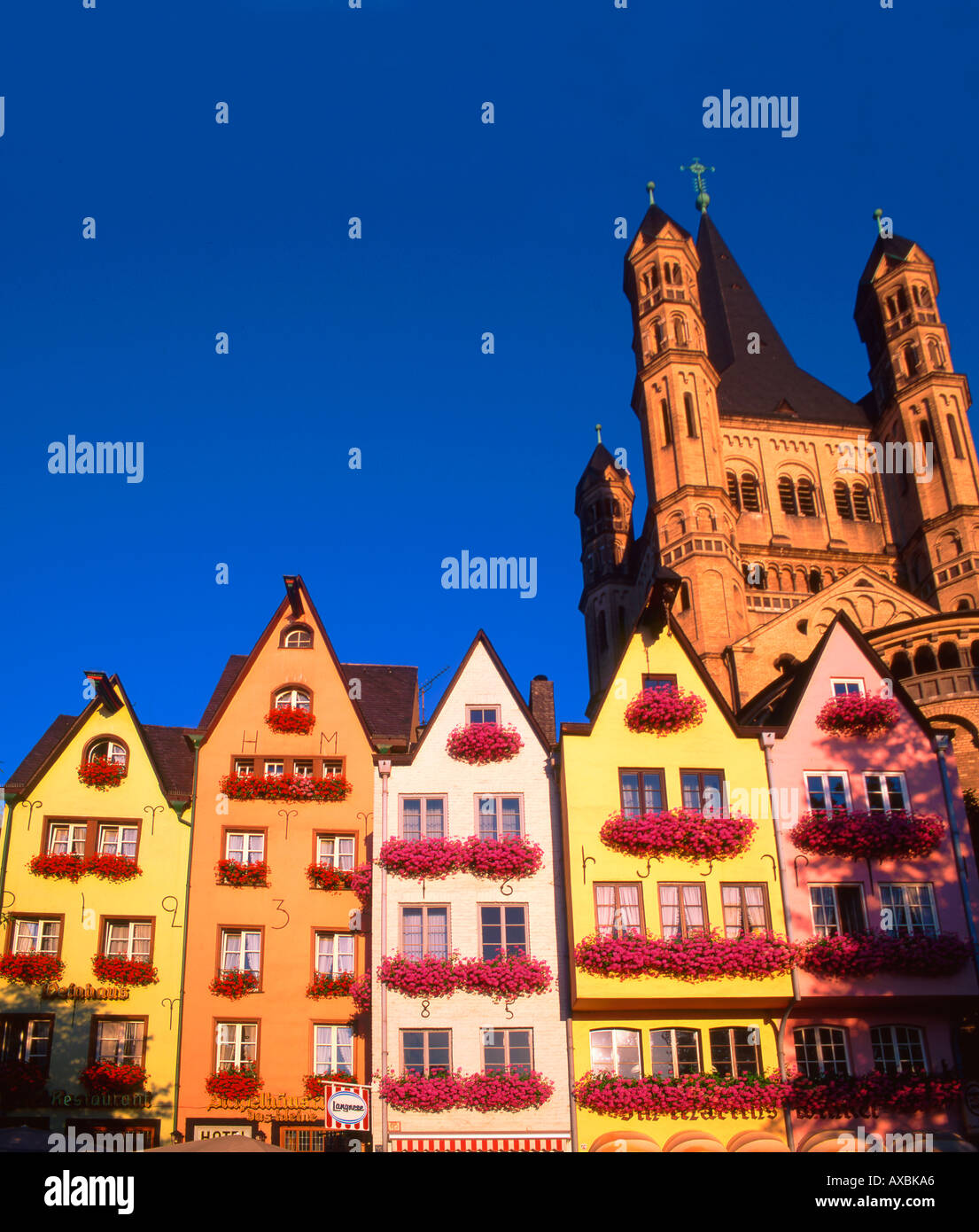 Allemagne Cologne Koeln coloré marché pêche fassades Martinsviertel St Martin brut Banque D'Images