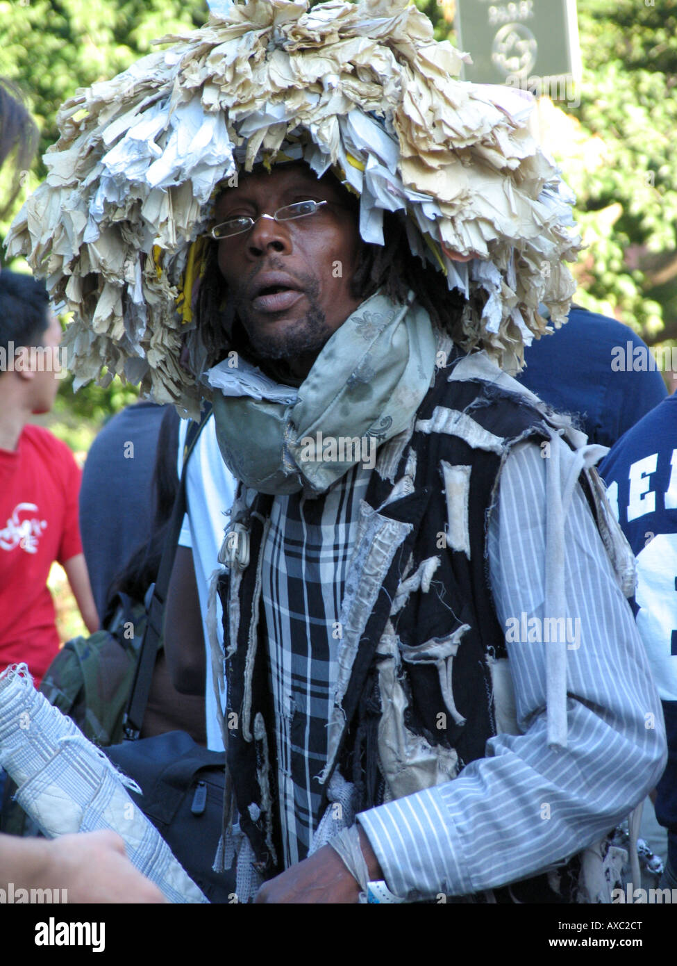 L'homme drôle avec une coiffure à Union Square, USA, Manhattan, New York Banque D'Images