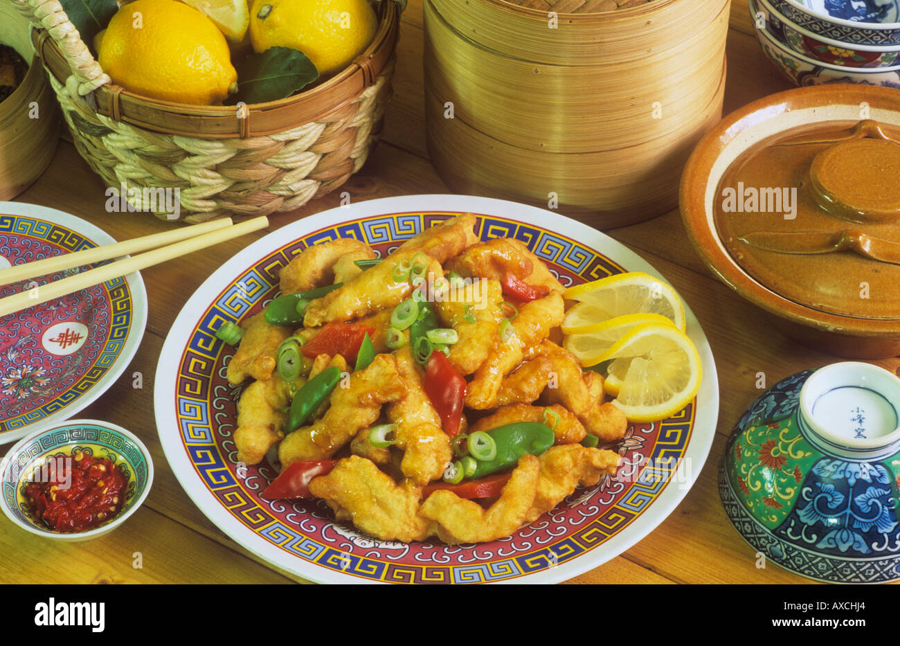 La cuisine chinoise poulet au citron Banque D'Images