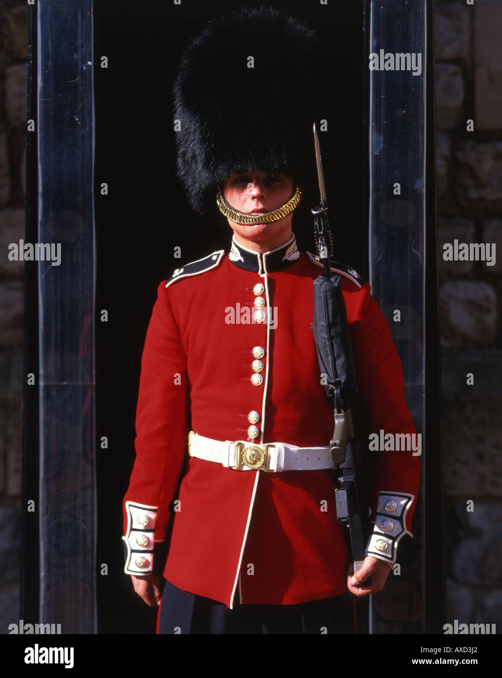 Imprimeur de la Garde côtière sur sentry à la Tour de Londres, de protéger les joyaux de la Couronne et la résidence royale Banque D'Images