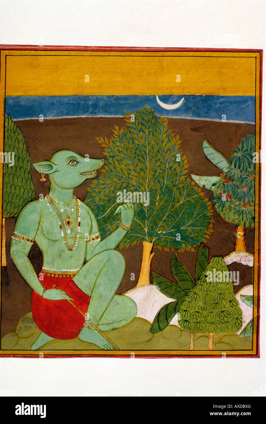 Mewar (Inde) 1700 c démon kanoria. Peinture miniature indienne, Rajasthan Inde Banque D'Images