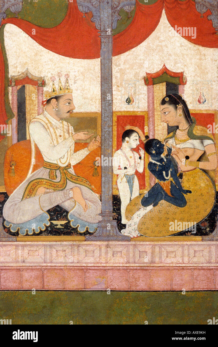 Kouyate avec Krishna c 1630 kanoria. Kotah miniature indienne peinture, Rajasthan Inde Banque D'Images