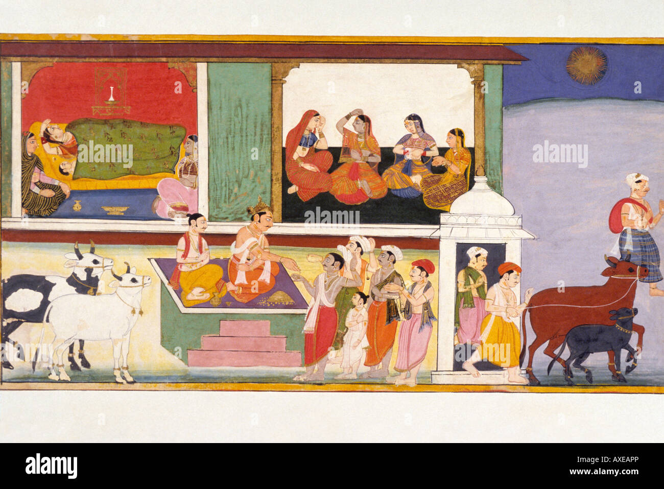 Bhargavata épisode c 1700 kanoria Mewar miniature indienne peinture, Rajasthan Inde Banque D'Images