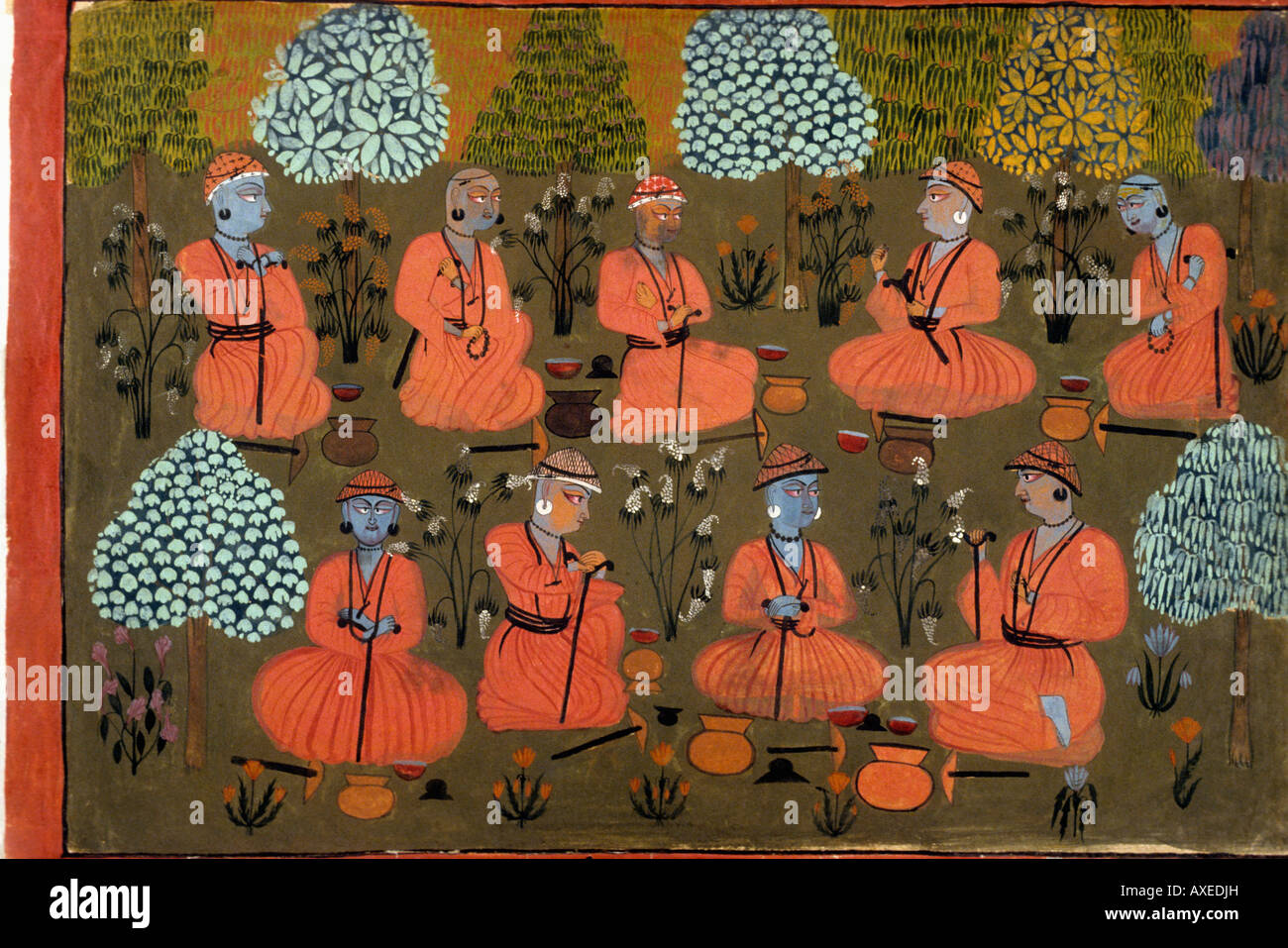 Jodhpur (Inde) 9 c 1750 kanoria dévots. Peinture miniature indienne, Rajasthan Inde Banque D'Images