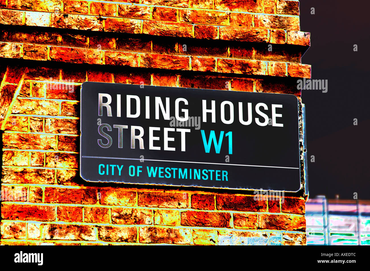 Street , signe de route sur équitation house street, w1 journée ensoleillée, Londres, Angleterre, Royaume-Uni Banque D'Images