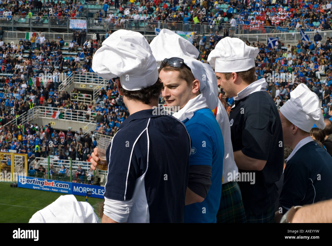 Les partisans italiens à la Six Nations 2008 Rugby clash entre l'Ecosse et l'Italie au Stadio Flaminio à Rome. Banque D'Images