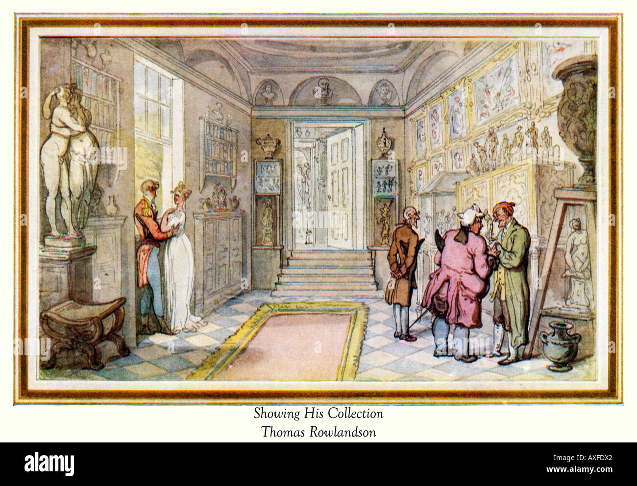 Thomas ROWLANDSON montrant sa collection de la caricature géorgienne longue galerie la collecte non pas seulement de l'art Banque D'Images