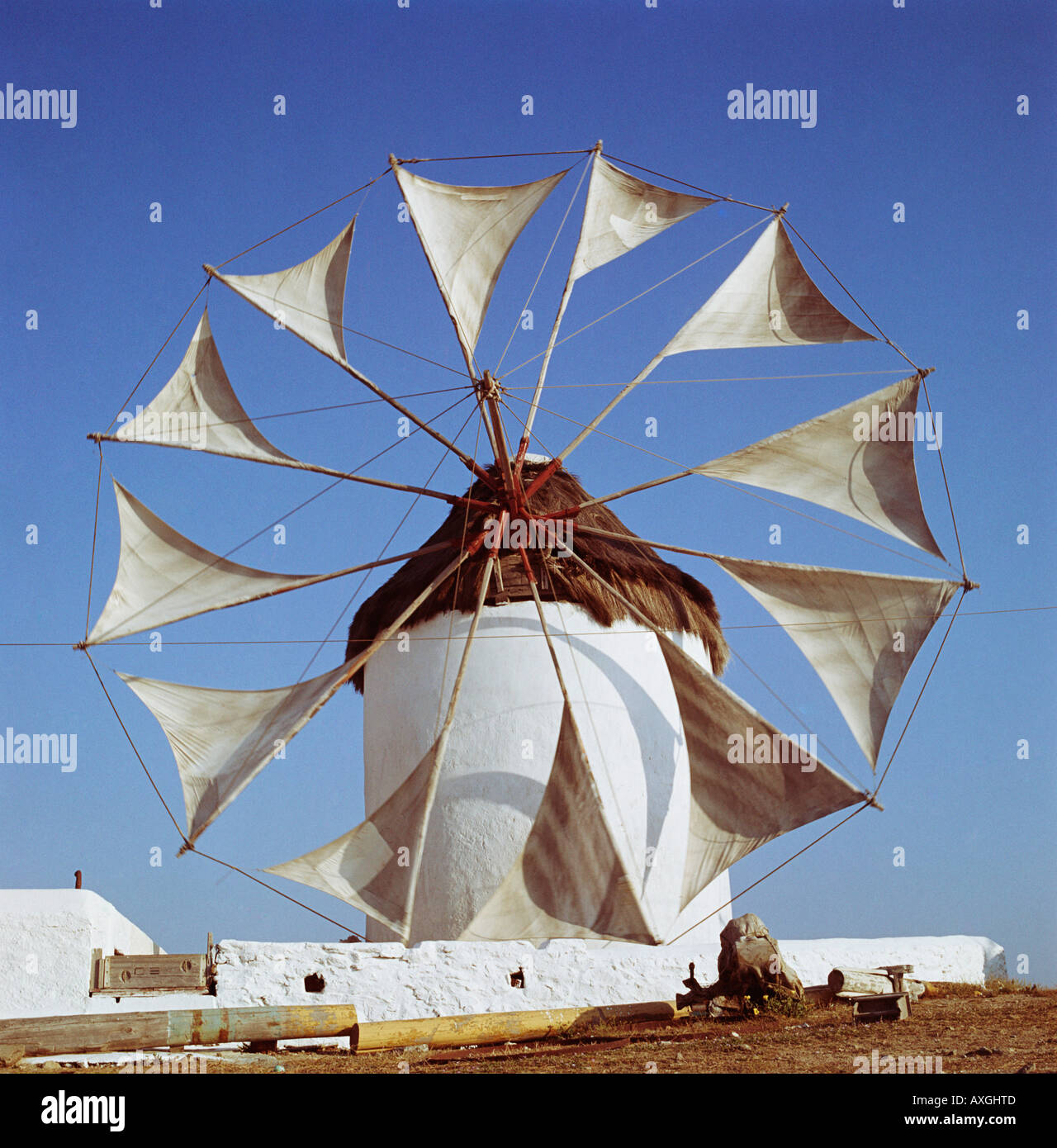 Moulin de voiles Mykonos Grèce Aegean Islands Banque D'Images