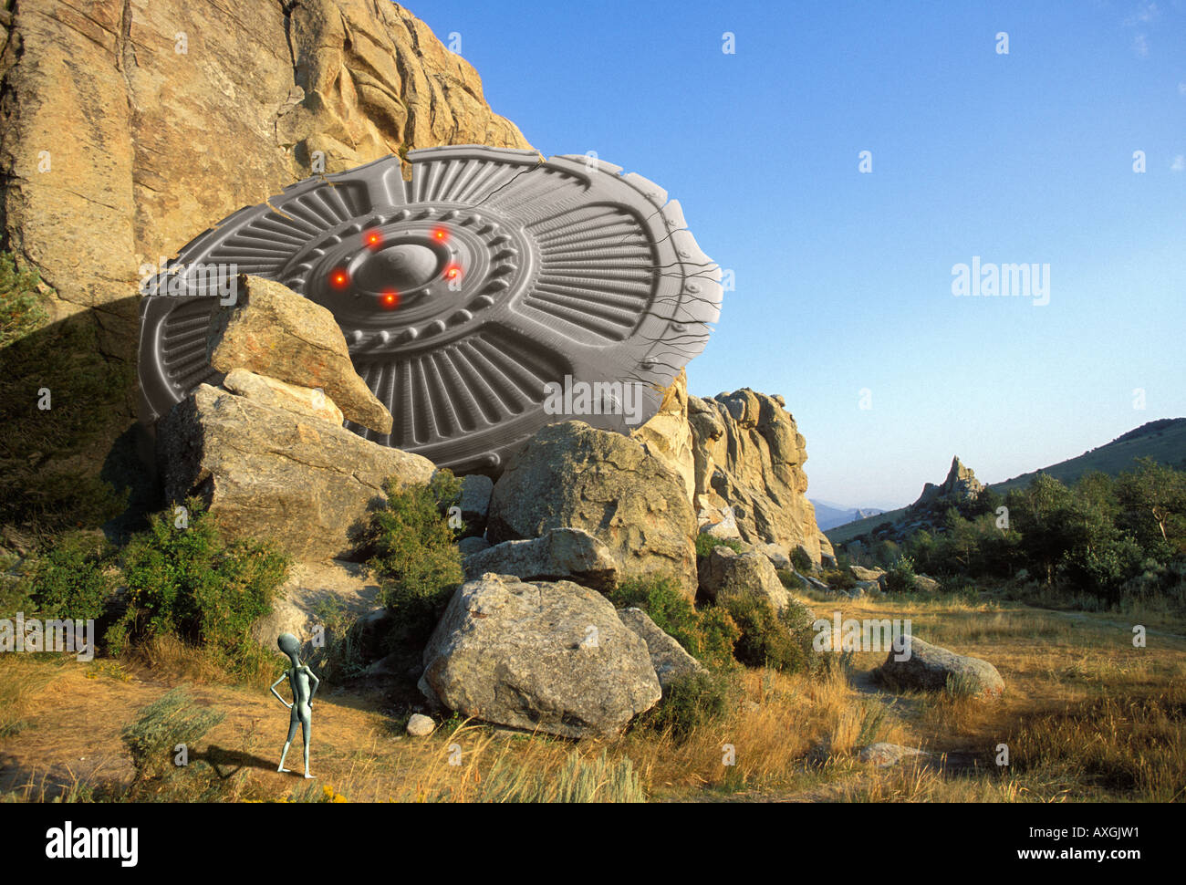 Crashed Flying Saucer Banque D'Images