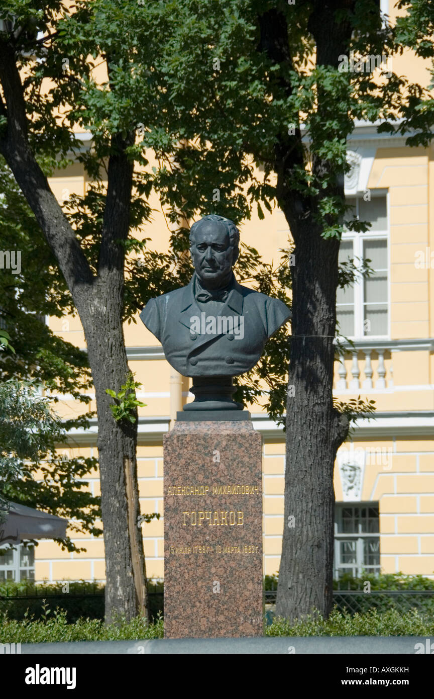 Buste d'Alexandre Mikhaïlovitch Gorchakov, Saint-Pétersbourg, Russie Banque D'Images