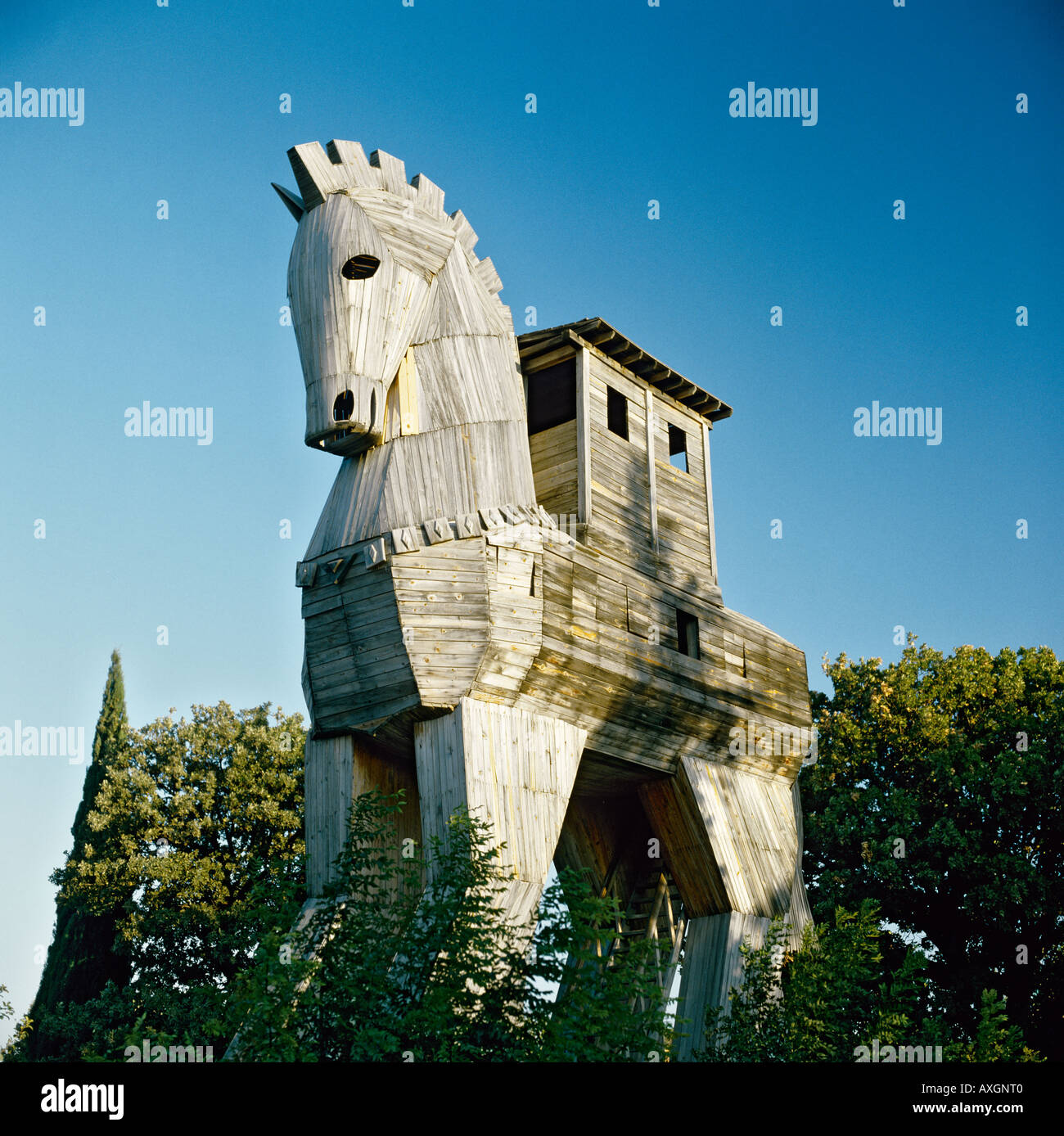 Réplique du célèbre cheval de Troie en bois que l'on croit être un souvenir d'un décor de cinéma en Turquie Banque D'Images